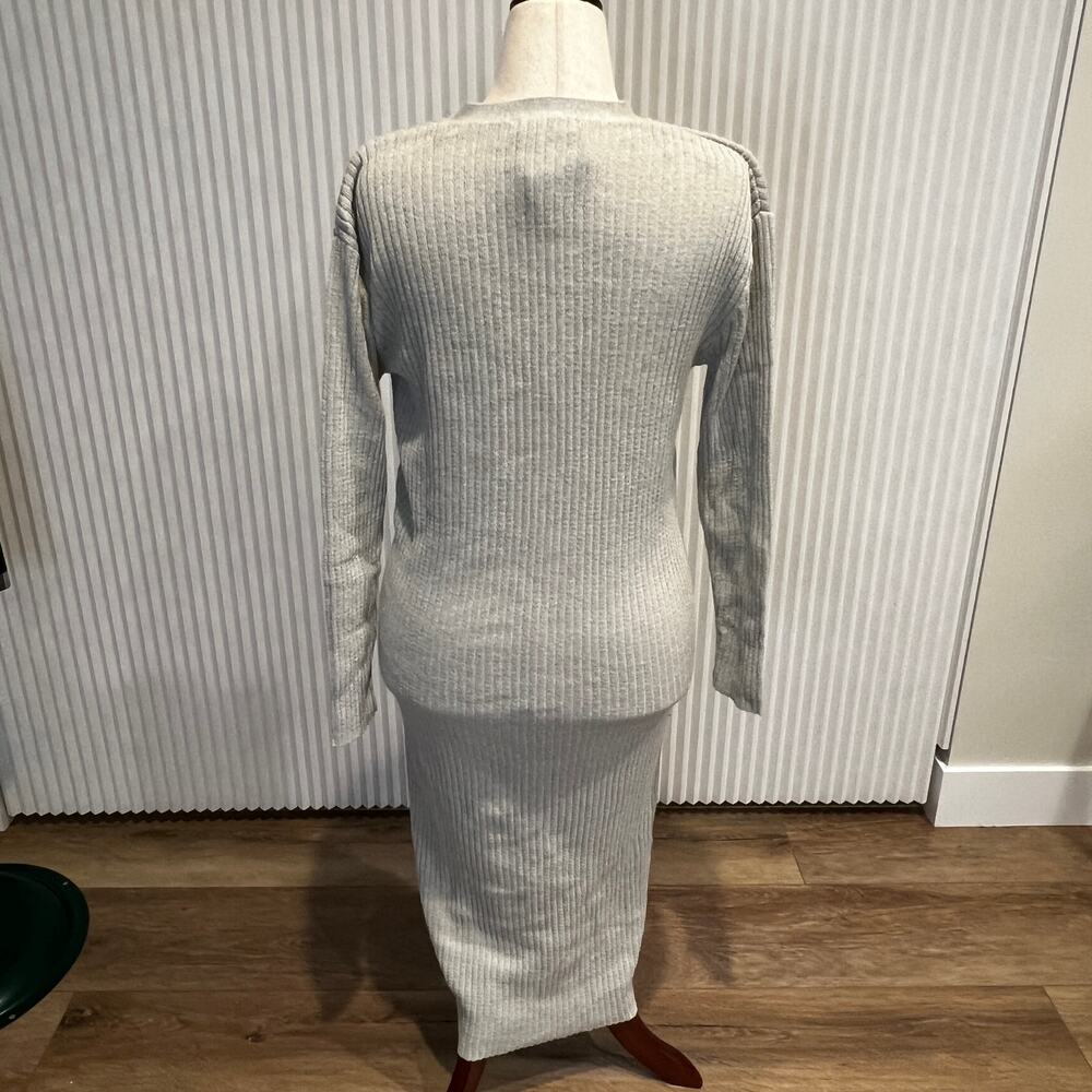H&M Women's Long Cardigan Size S In Light Grey-Green - Picture 4 of 13